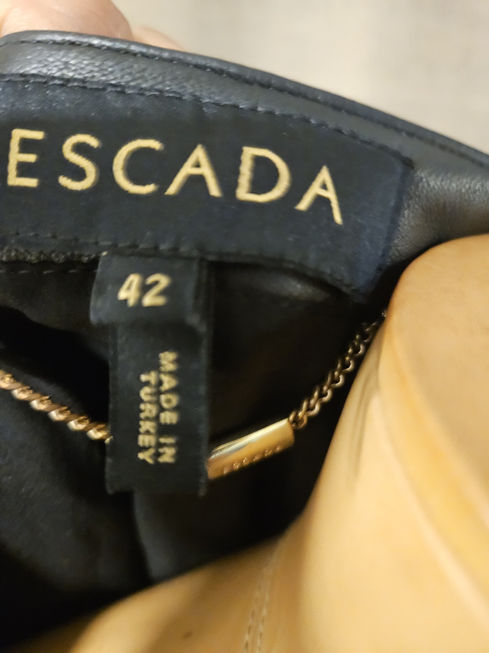Black and White Windowpane Escada Leather Jacket - Picture 5 of 8